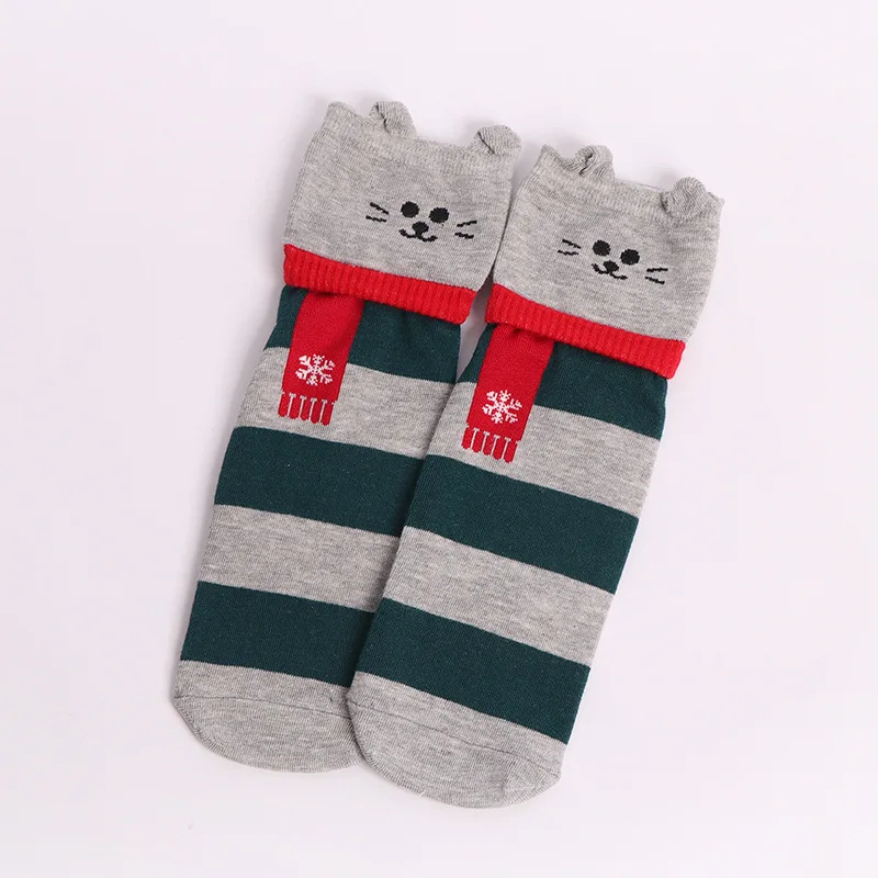 Теплый шарф женские носки хлопок осень 2018 модные Kawaii милые в полоску Harajuku розовые