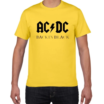 Новинка AC/DC Группа рок футболка для мужчин s acdc Графические футболки с принтом Повседневная футболка хип-хоп хлопок высокое качество футболки для мужчин - Цвет: yellow