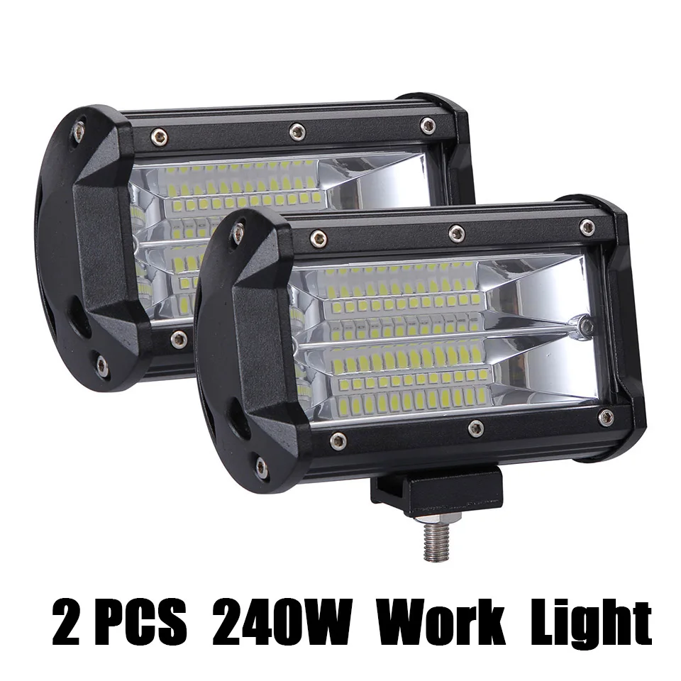 2pcs 240W Work Light Светодиодный рабочий светильник 4, 5, 7 дюймов, Светодиодный точечный светильник для внедорожников, автомобильный головной светильник, грузовик, трактор, лодка, прицеп, 4x4, внедорожник, ATV, светодиодный светильник для вождения - Цвет: 2pcs 240W Work Light