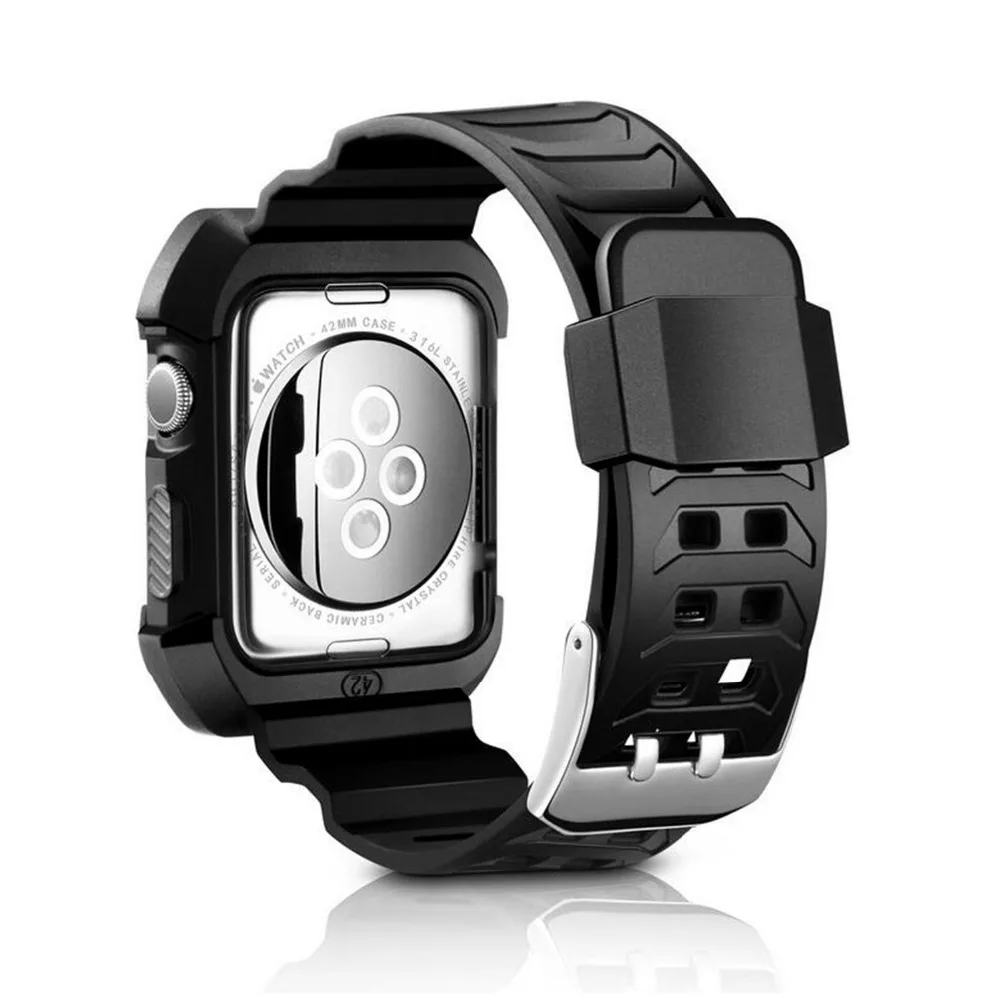 LEONIDAS Sport watch case+strap for apple band 42mm 38mm wrist bracelet Rubber watchband+Protective Cover iwatch Serie | Наручные часы