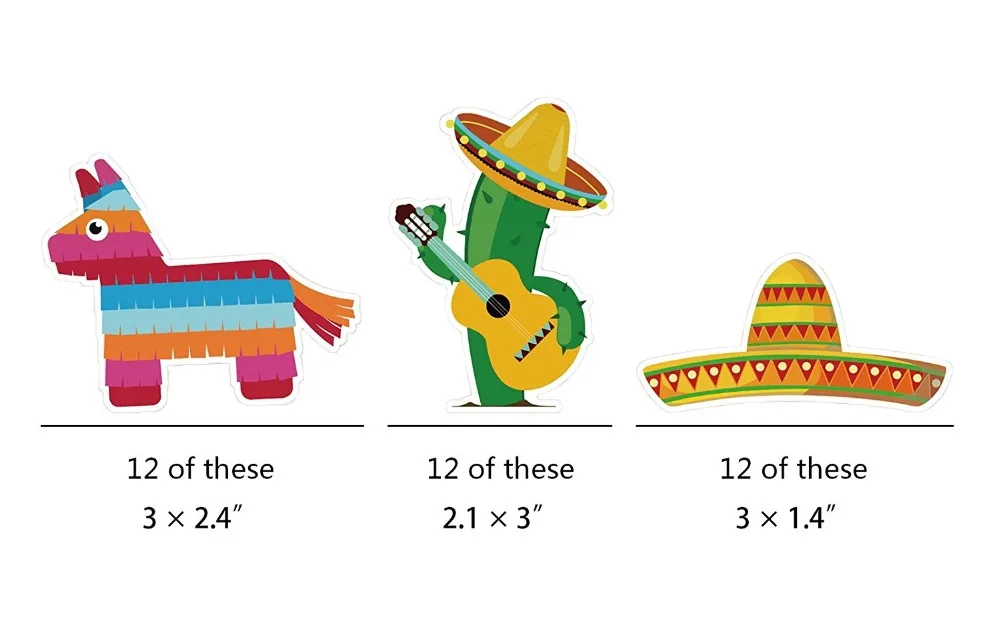 36 шт. вечерние соломинки мексиканские вечерние украшения Cinco de Mayo кактус сомбреро Pinata карты бумажные соломки для дней рождения вечерние принадлежности