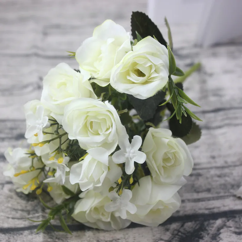 Искусственные цветы 13 головок искусственный букет искусственные зеленые листья