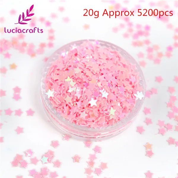 Lucia crafts 20 г/лот 3 мм/4 мм звезда хлопья Радужная чашка блесток для дома/шитья/свадебные конфетти украшения D0108 - Цвет: Pink 20g 3mm