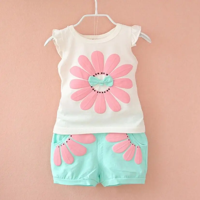 Детский спортивный костюм из двух предметов свитшот с цветочным принтом JW6495