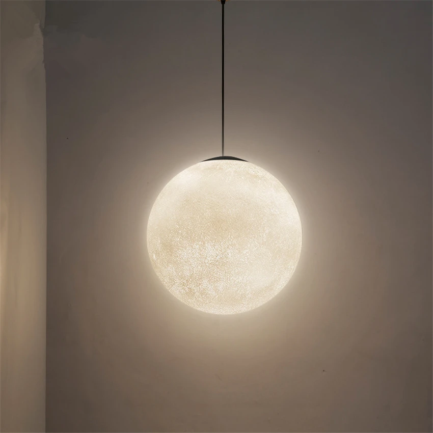 Nordic Modern Moon 3D Lunar Pendant Lights Living Room Restaurant Bedroom Bedside Children's Hanging Lamps Decor Fixtures | Освещение
