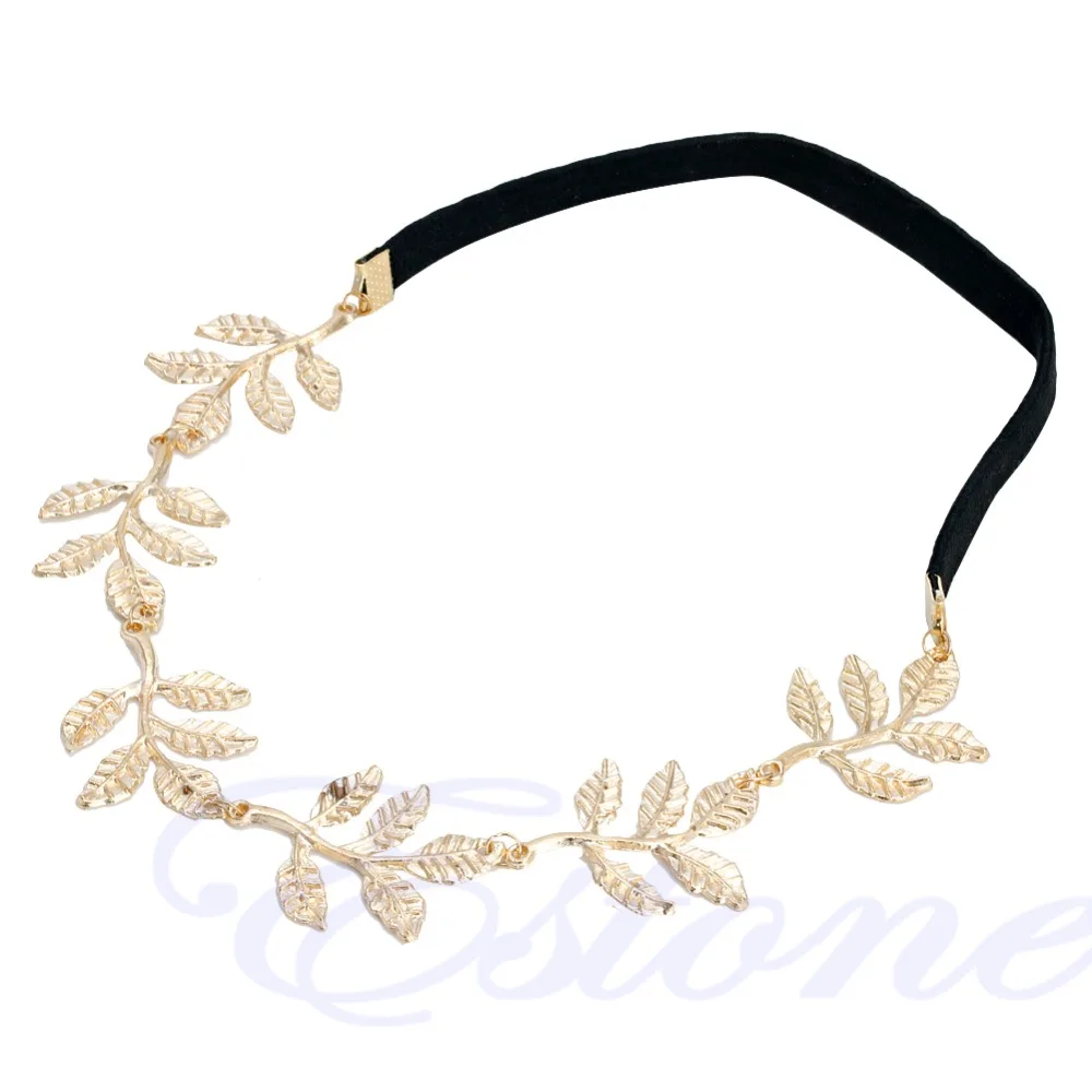 

Greek Goddess Peace Angel Golden Olive Leaves Elastic Hair Band Headband Vintage