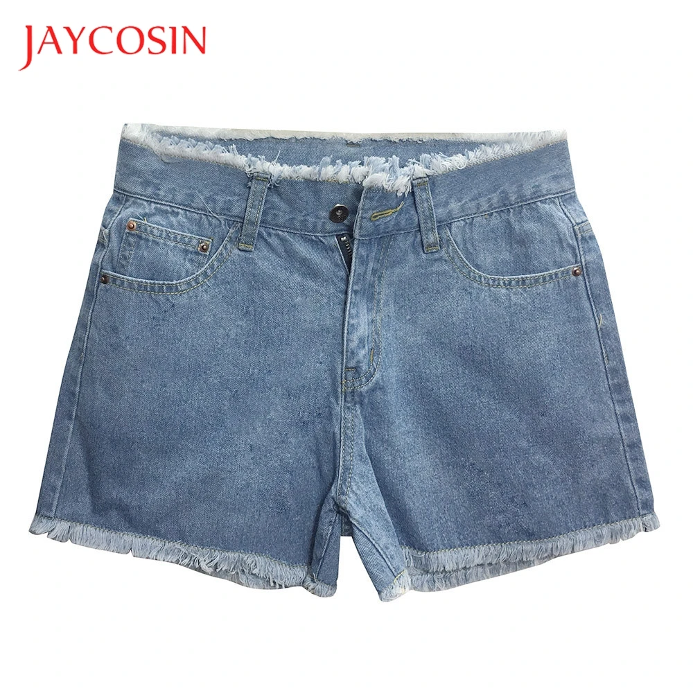 Женские джинсовые шорты JAYCOSIN синие однотонные повседневные рваные Мини-шорты на