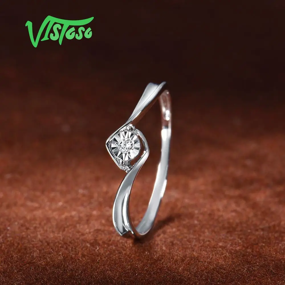 Женское золотое кольцо с бриллиантами VISTOSO из белого золота 14 к 585 пробы со