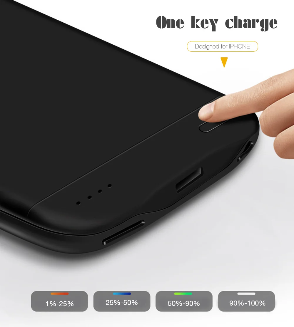 Для 5 дюйм(ов) ов) iPhone 8 Plus/7 Plus/6 (s) Plus чехол для аккумулятора 4800 мАч Емкость
