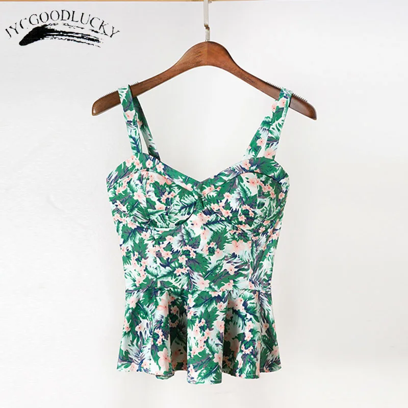 

Sexy Crop Top Floral Bustier Cropped Feminino Women's Tanks Top Fitness Strappy Bra Printed Tank Top Female Camis Short Vest