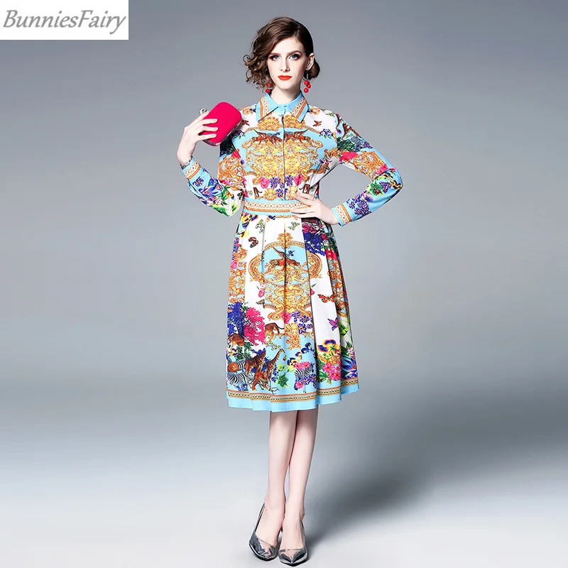 BunniesFairy 2019 весеннее женское Новое Королевское винтажное ретро платье-рубашка с