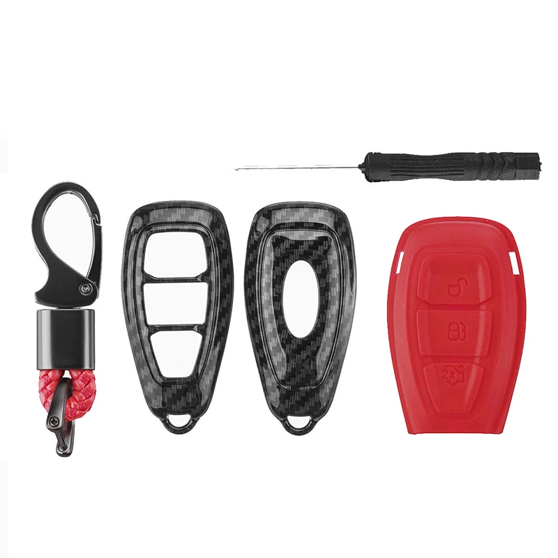 3 кнопки ключ крышка из углеродного волокна удаленный чехол для Ford Focus Fiesta Kuga
