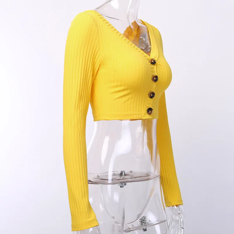 Оставайтесь аккуратным Мода спинки кнопка спереди ребристый трикотажный