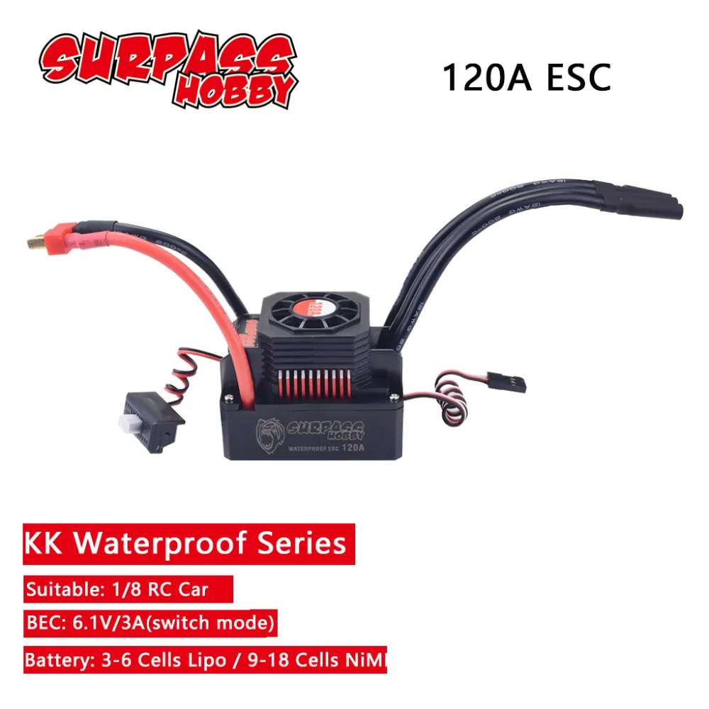 SURPASSHOBBY KK водонепроницаемый 120A ESC Электрический контроллер скорости для RC 1/8