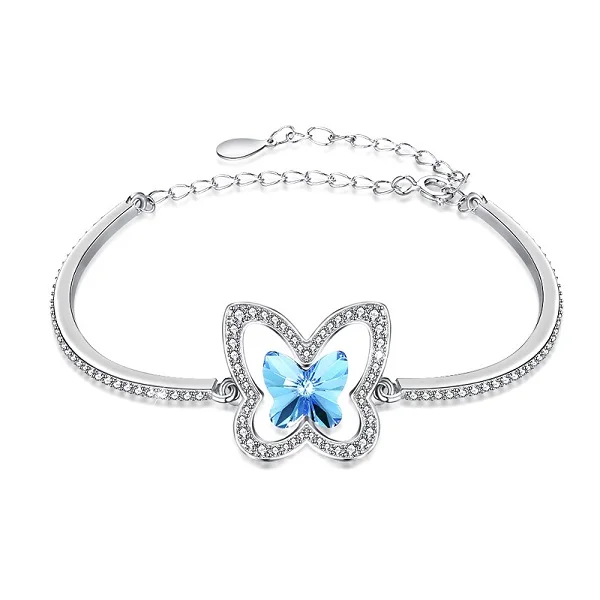 LEKANI кристаллы от Swarovski браслет 925 Бабочка Кристалл стерлингового серебра женский бутик ювелирных изделий Feminina - Цвет камня: SVH236-B