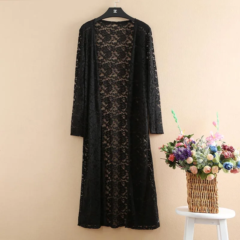 Летнее платье 2019 белое кружевное женское длинное шаль с длинным рукавом Шелковый