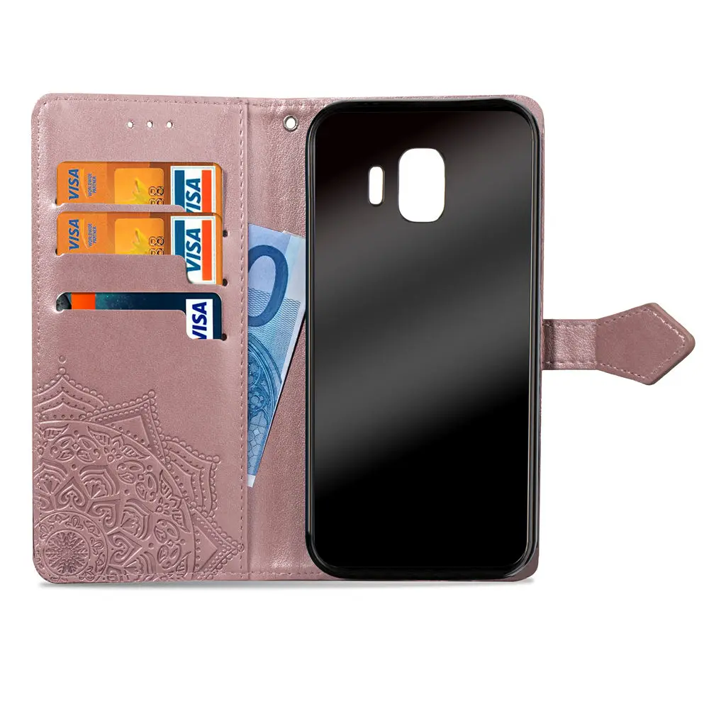 For SAMSUNG J2 pro 2018 case Flip Leather Mandala Flower Phone Case Cover Coque | Мобильные телефоны и аксессуары