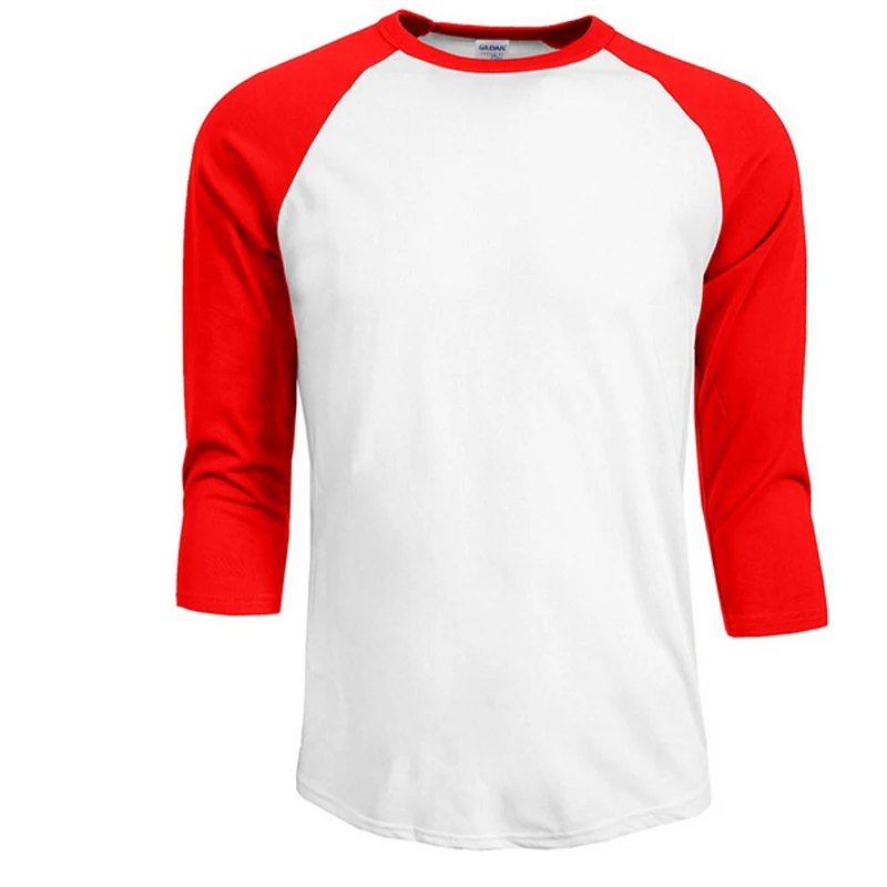 White Red Новинка, модная футболка, Мужская Дизайнерская футболка с круглым вырезом, мужская повседневная футболка из хлопка с рукавом 3/4,, Мужская футболка с рукавом реглан - Цвет: White Red