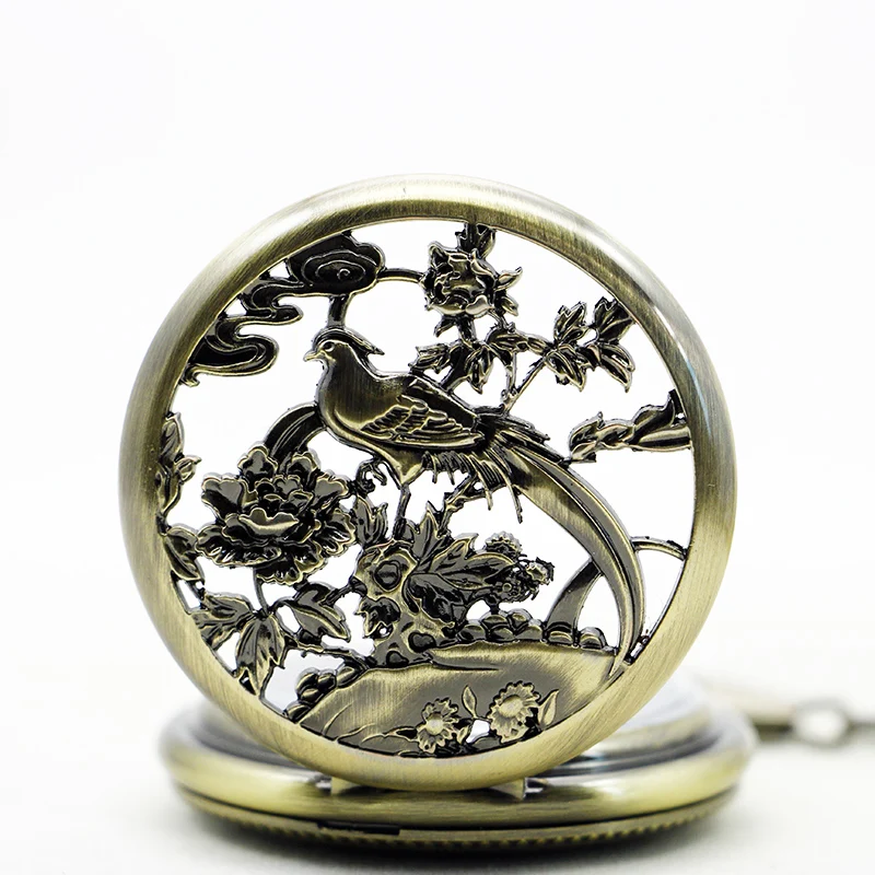 Nursing Watches Pretty Bird Mechanical Pocket Watch Skeleton Pendant Watch with Chain Gifts For Man Woman PJX1117