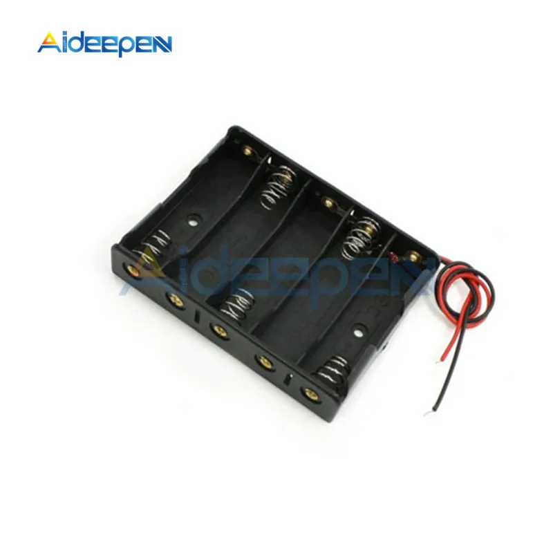 

Black Plastic 1/2/3/4/5 Slots AA Size Power Battery Storage Case Box Holder With Wire Lead Pin For DIY Experiment Battery Holder