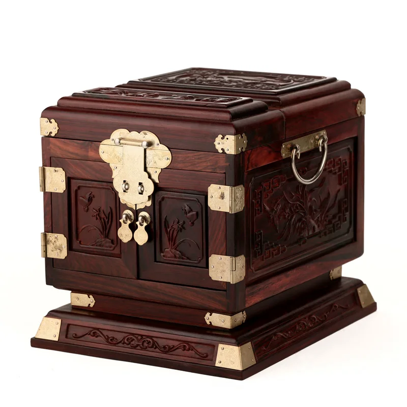 home decor Rosewood rosewood wooden jewelry box carved wood wedding oversized mirror with lock | Дом и сад