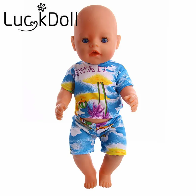 Пляжная одежда LUCKDOLL с принтом топы короткими рукавами и шорты подходящие для