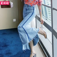 free shipping 2021 new fashion long maxi denim fish tail skirt for women s 2xl mermaid style high waist summer stretch skirts