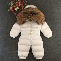 childrens down jumpsuit new baby winter cotton padded jacket natural real fur 30 degree clothing