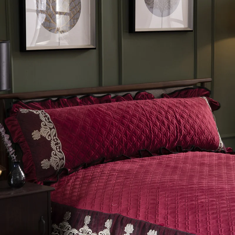European Luxury Pillow Case for Bed Thick Cotton Cover with Embroided Lace Edge Twin Queen King Size Available | Дом и сад