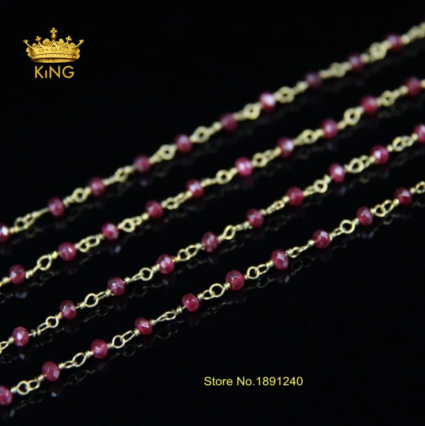 

Bulk price Wire Wrapped Beaded Chain Bronze Plated Rosary Chain Garnet Color Faceted Beads Size 3x4mm Jade Jewelry Making MLY010