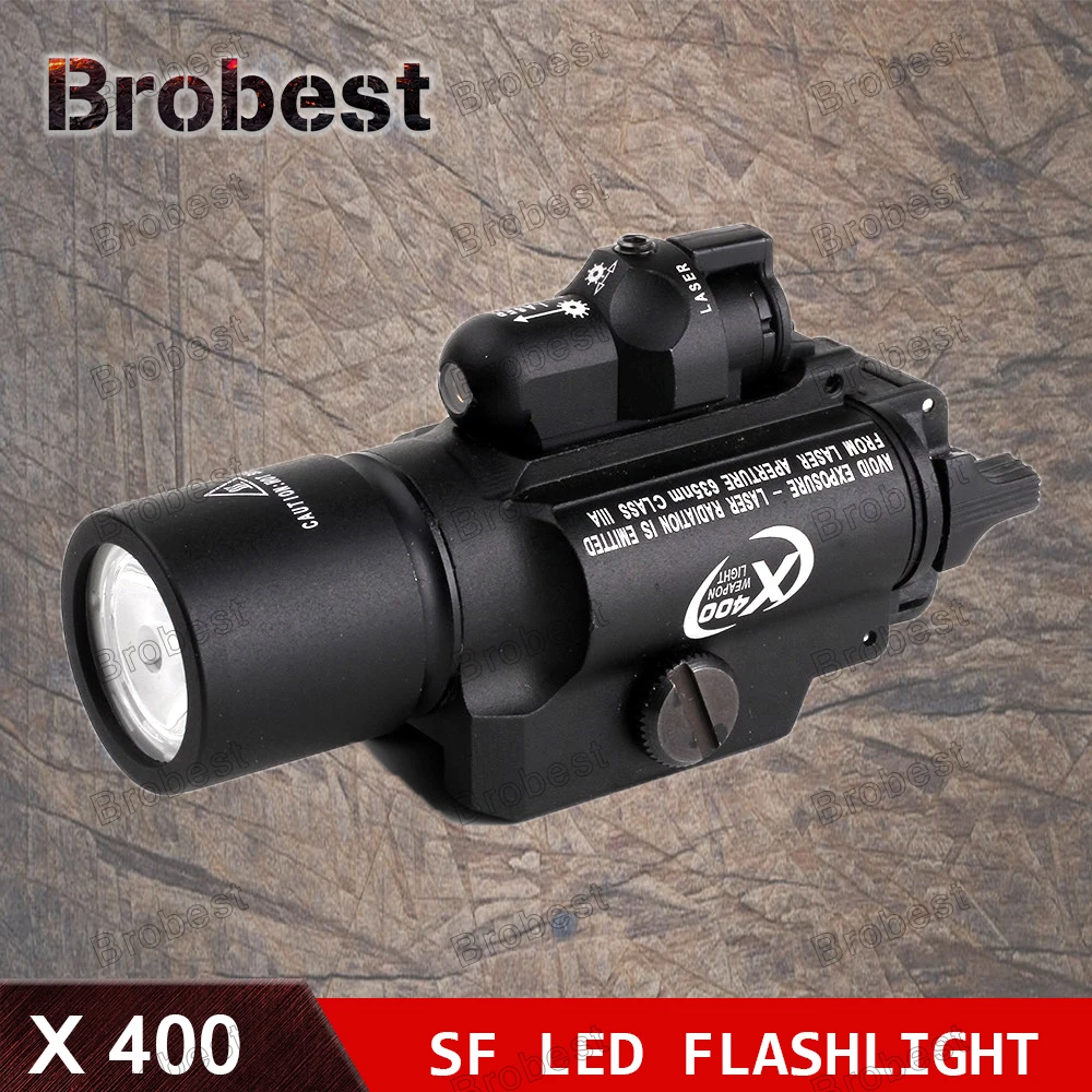 

Tactical X400 Laser Light Combo Led Weapon Gun Red Laser Flashlight Tactical Handgun Scout Light Rail Mounted for Hunting