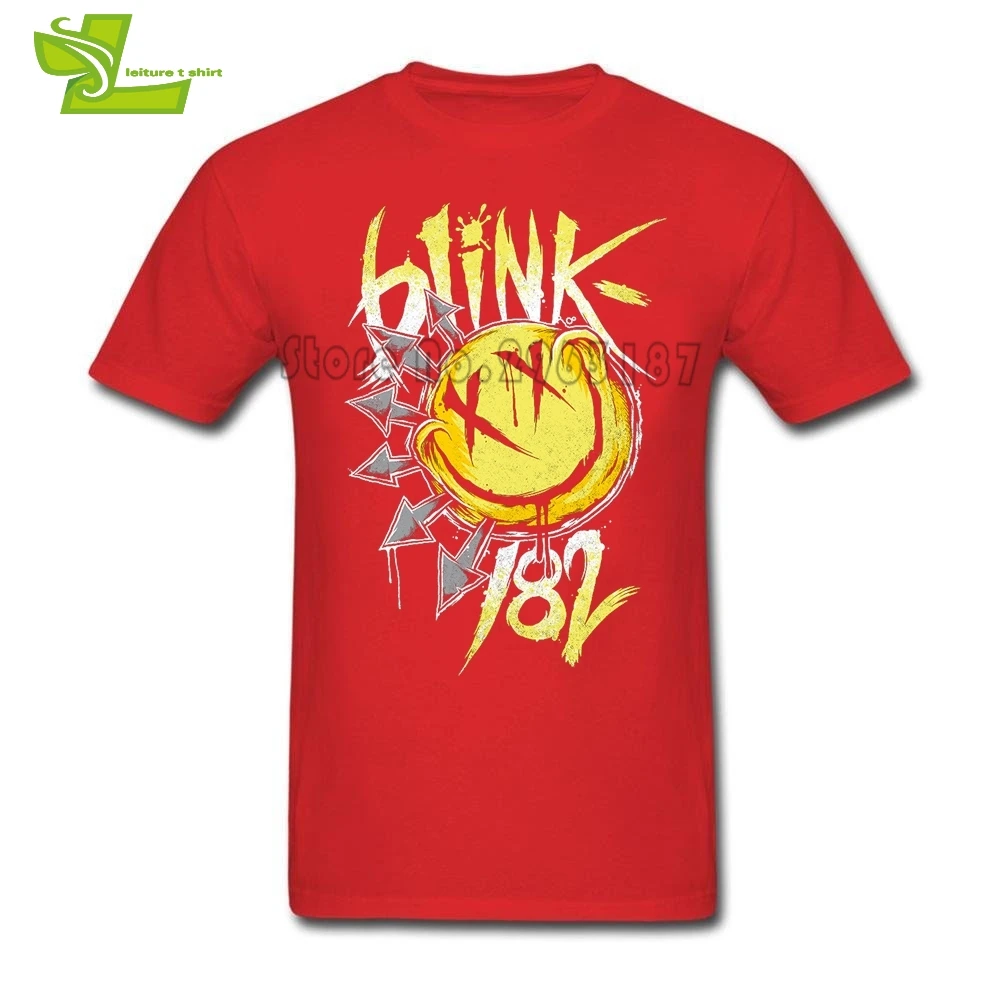 Красный Blink 182 футболка мужские Новые простые рубашки домашняя одежда Классическая свободная футболка мужская с коротким рукавом вырез лодочкой команда папа одежда - Цвет: Красный