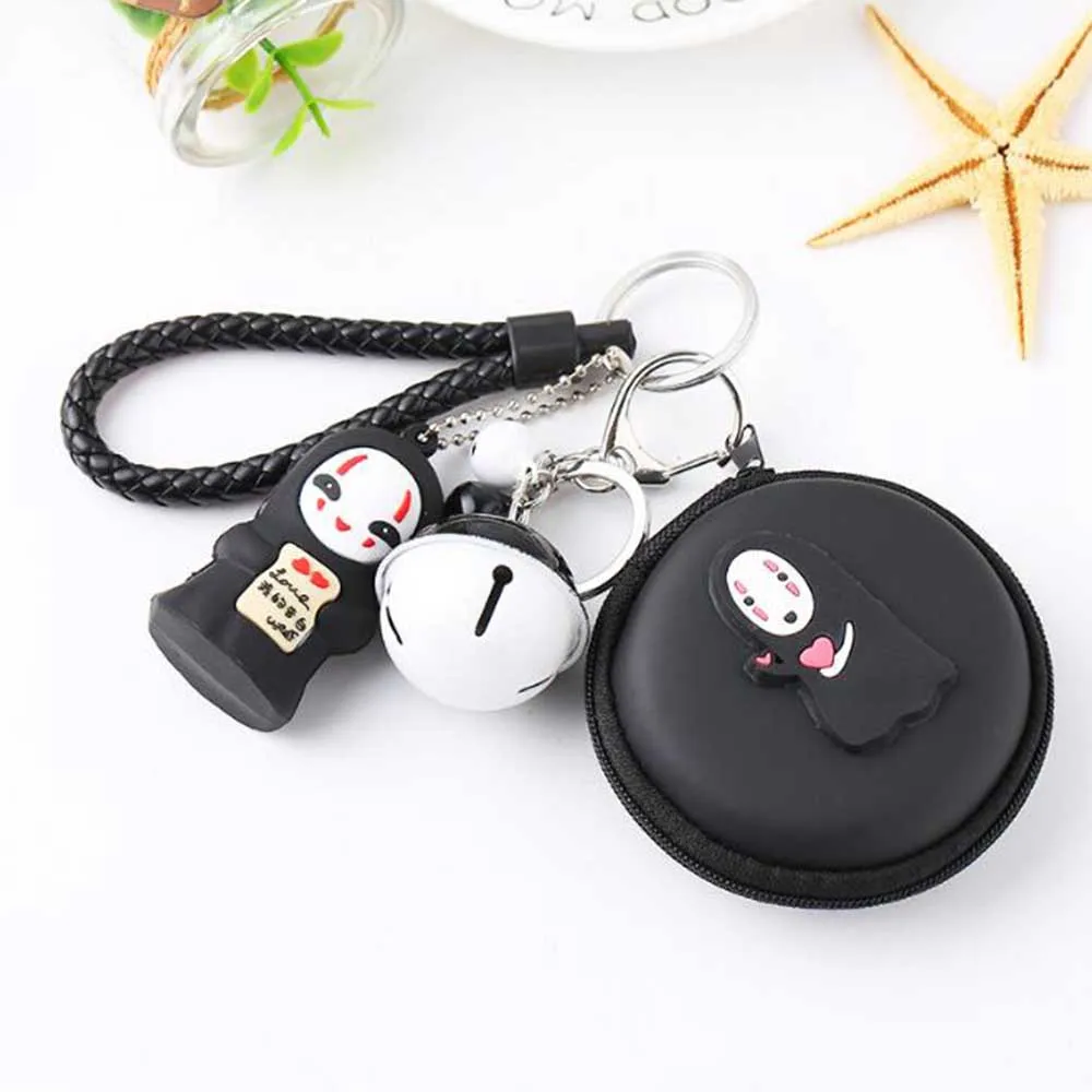 

Cute PVC Soft Doll Keychain Metal Bell Kids gift Key Rings Couple Key Chain Purse Data Cable Headset Bag Pendant New 2020