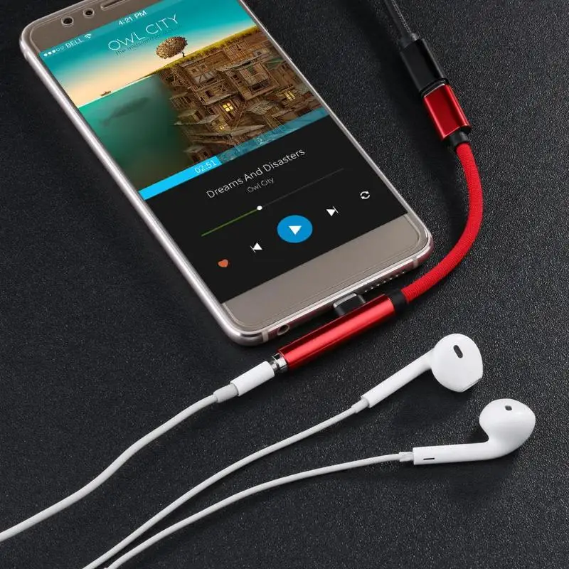Разъем для наушников Type C 3 5 мм AUX аудио USB зарядное устройство кабель адаптер