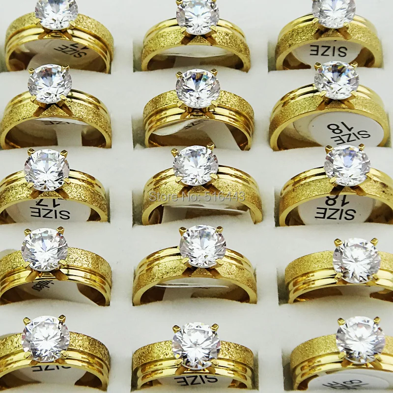 Новые Заводские продажи 10 шт. никогда не выцветают фианиты 18k золото 316L