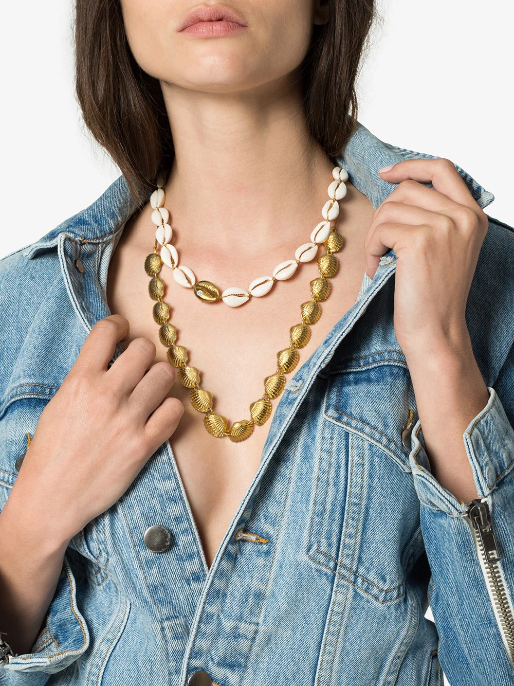 Заявление bijoux femme пляжный Золотой веер гребешок ракушка женское ожерелье бохо