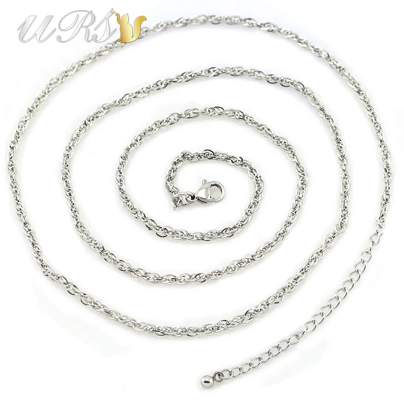 

24''+2'' Extension (65cm) Silver Color 316L Stainless Steel Link Chain with Lobster Clasp Photo Locket Pendant Necklace