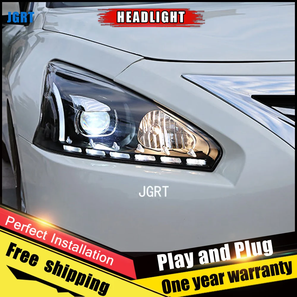 JGRT автомобиля Стиль светодиодный фары для Nissan Altima 2013-2015 налобный фонарь DRL