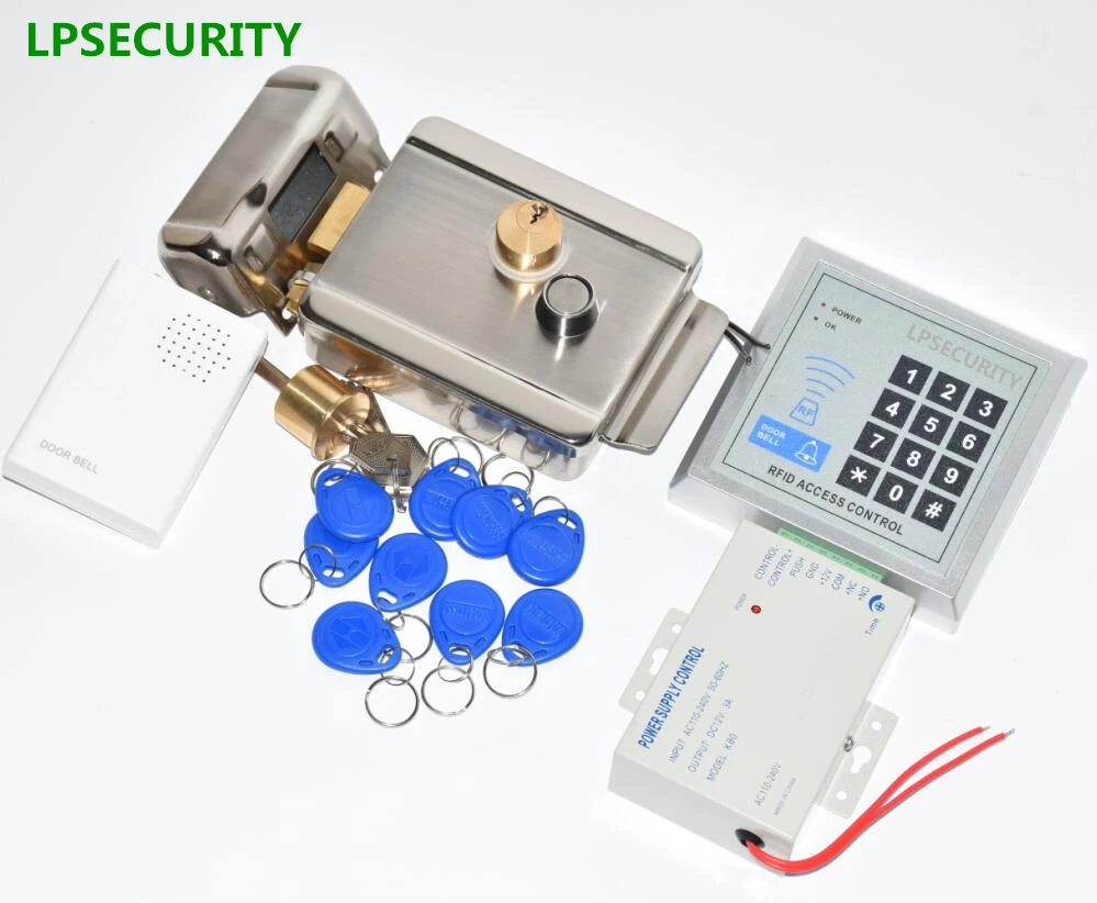 LPSECURITY 12VDC ID RFID keypad reader Electric Gate Door Lock castle kit with 10 TAGS for home factory | Безопасность и защита