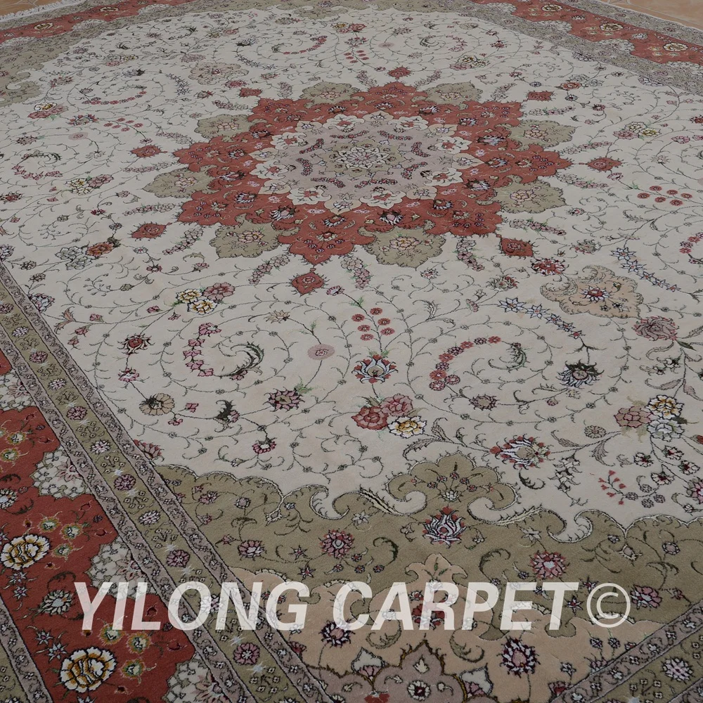 Традиционные персидские восточные шерстяные коврики Yilong 10 'x 14' бежевый