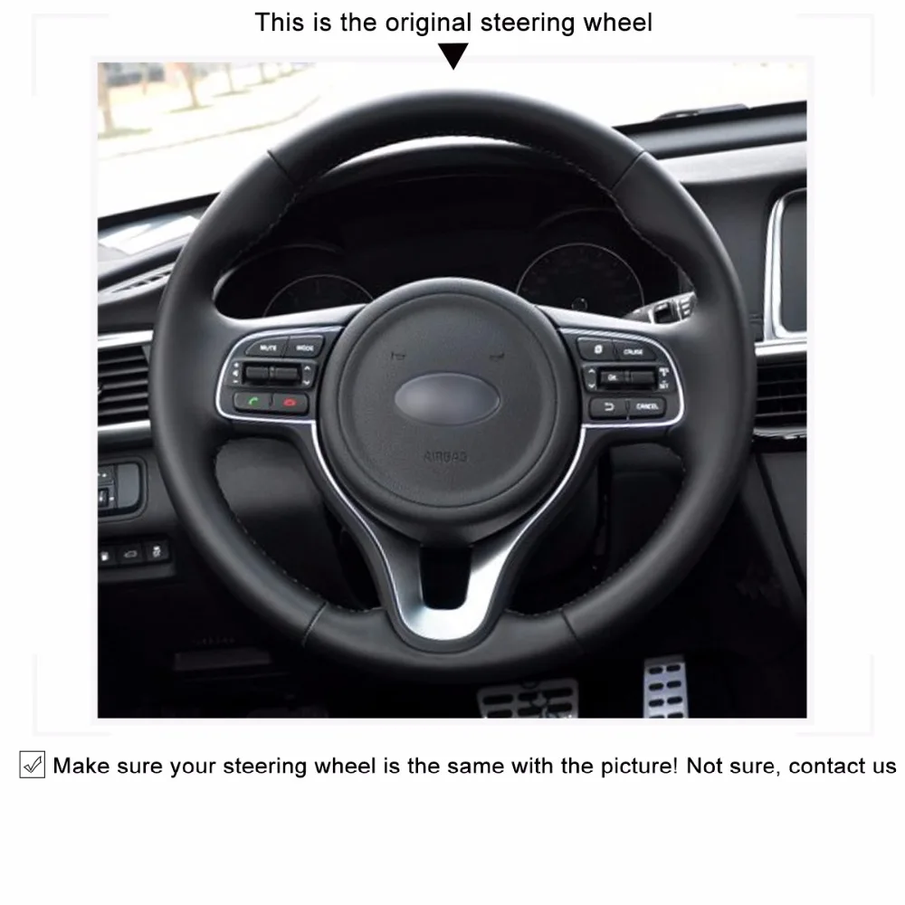 DIY черный PU микро волоконный кожаный чехол для рулевого колеса автомобиля для Kia K5 Optima- Sportage KX5- Niro