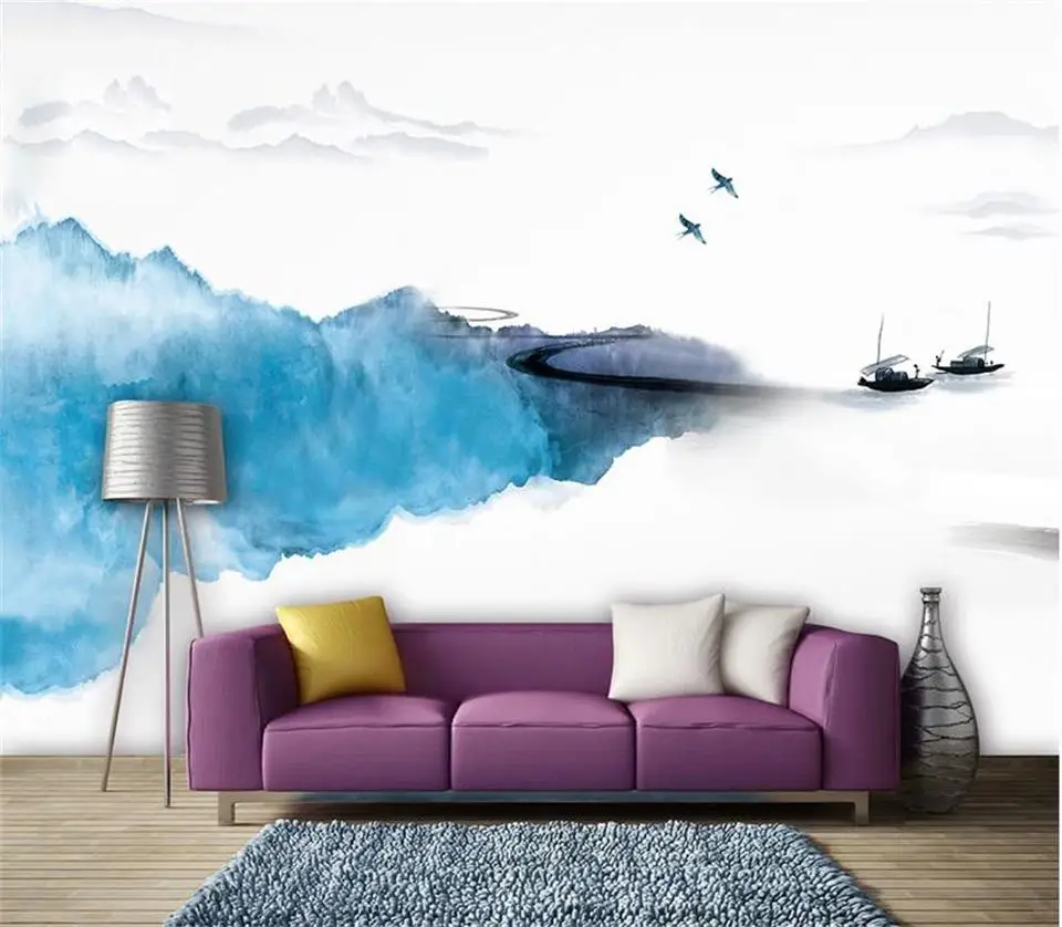 custom 3d photo wallpaper mural living room abstract water and ink landscape painting sofa TV background non-woven wall sticker |