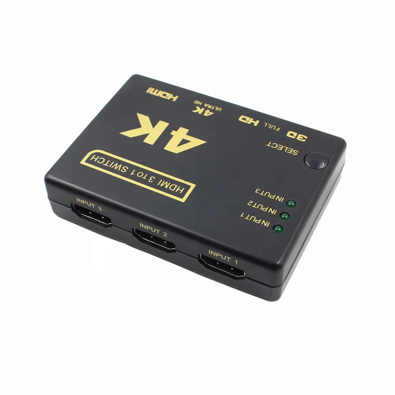 3 input 1 output HDMI switcher 3-Port Switch Converter Supports 4K Full HD1080p 3D with IR Remote |