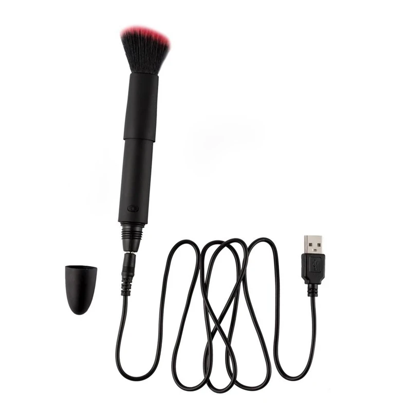 10 Frequency Automatic USB Rechargeable Makeup Brush With Foundation And Powder Brush Set Multi-Function Vibrating Makeup Brush