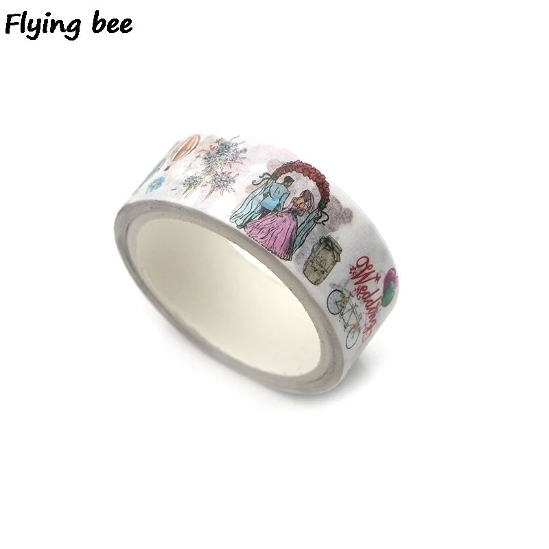 20 шт./лот Flyingbee 15 мм x 5 м бумажная Васи Лента Свадебная креативная клейкая лента