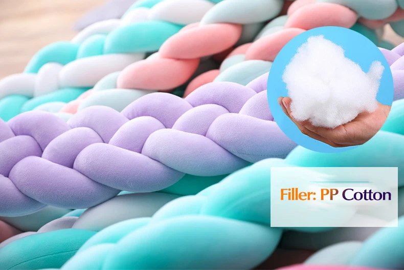 Baby Shining 4 Strands Newborn Crib Bumper 2M/3M Infant Bed Protector Room Decor 17CM(6.7in) Height Pure Weaving Plush Knot