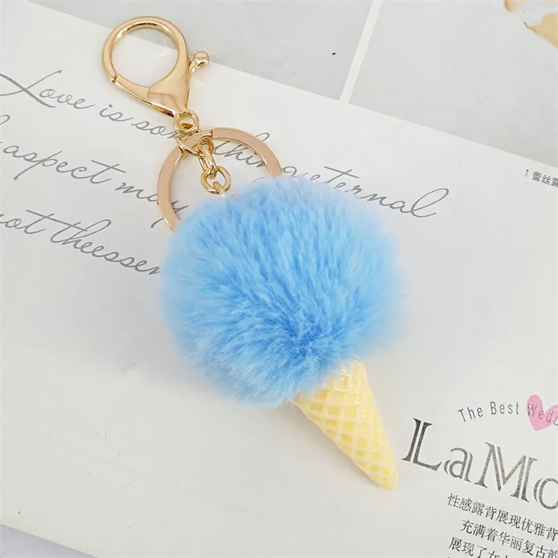 2019 Fur Pom Keychains Fake Rabbit fur ball key chain porte clef pompom de fourrure fluffy Bag Charms bunny keychain Keyring | Украшения и