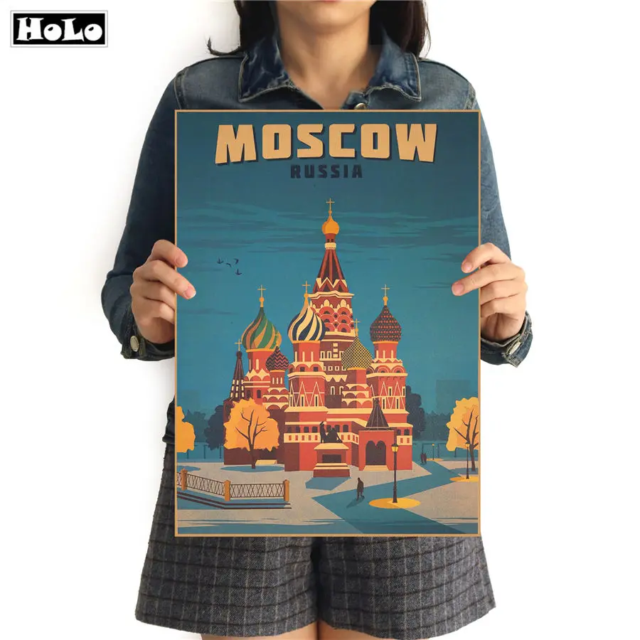 Винтажный постер для путешествий в Москву с декоративным принтом Классическая