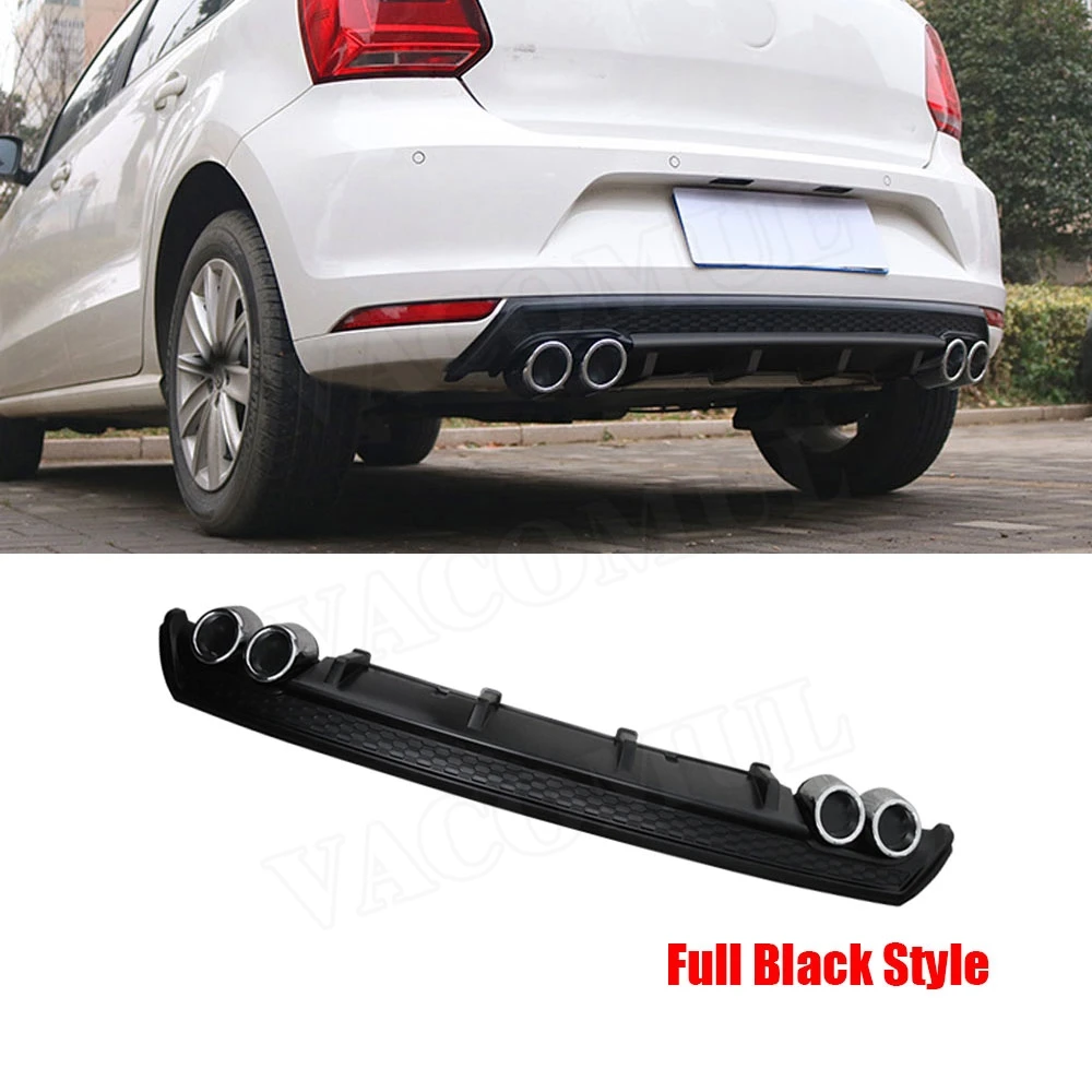 Full Black Высокое Качество PP задний спойлер диффузор для Volkswagen VW Polo стандарт- не для GTI защита заднего бампера - Цвет: Full Black