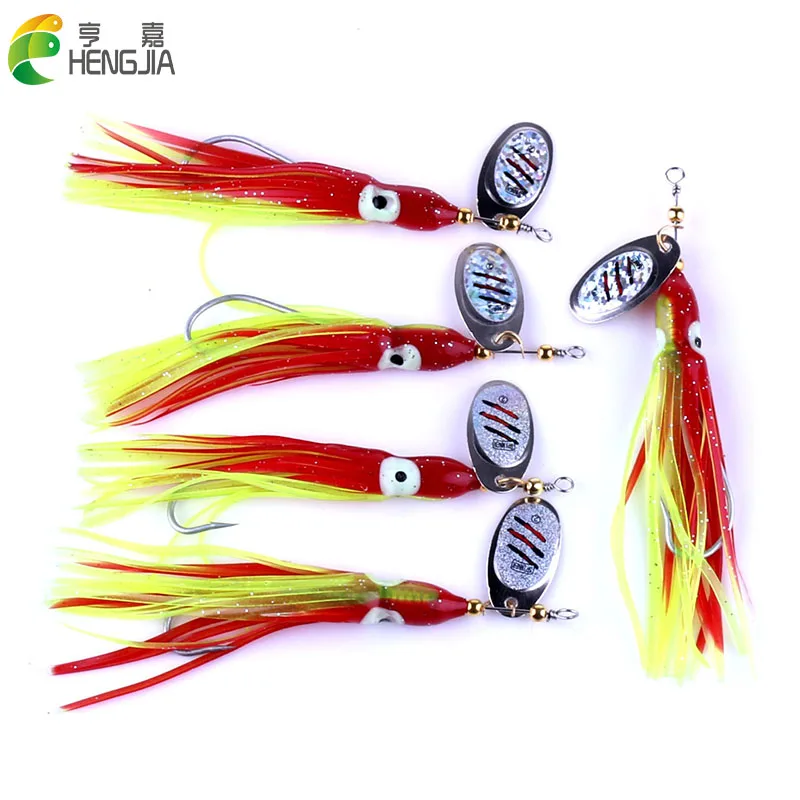 

HENGJIA 20pcs soft Octopus replacement Skirts 7.5g luminous squid rigs trolling lure FISHING LURES SPINNER HOOK BAITS (SP026)